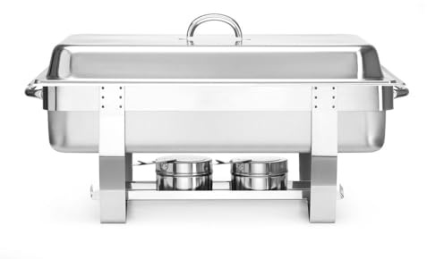 HENDI Chafing Dish, Set, 2 zusätzliche GN Behälter 1/2 65 mm tief, 3 zusätzliche GN Behälter 1/3 65 mm tief, Warmhaltebehälter, Speisewärmer, Behälter, 585x385x(H)315mm, Edelstahl 18/0