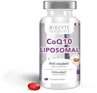 BIOCYTE Coenzyme Q10 Liposomal - Complément Alimentaire Antioxydant - Coenzyme Q10 et vitamine E - 40 Capsules - Programme de 40 jours