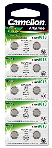 Camelion Knopfzelle Typ AG13 Alkaline 10er Blisterkarte, Alkaline, 1,5V