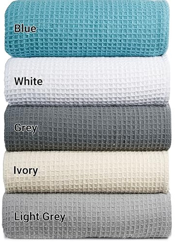 Tex Trend Decken aus 100 % Baumwolle, weich und atmungsaktiv, Waffeldecke, für alle Jahreszeiten, geeignet für Bettschichtung, Sofa, Couch und Stuhl, Blau (152,4 x 228,6 cm)