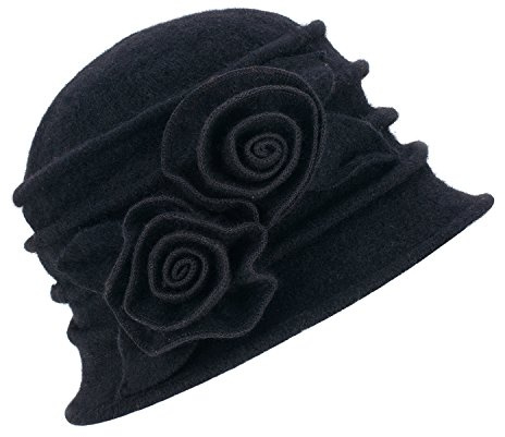 Lawliet Eleganter Vintage-Glockenhut aus Wolle für Damen. Warme Kopfbedeckung für den Winter. Gr. Einheitsgröße, 287_Black