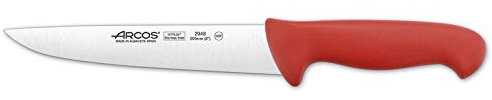 Arcos Serie 2900 - Caja 6 uds Cuchillo Carnicero - Hoja de Acero Inoxidable NITRUM de 200 mm - Mango inyectado en Polipropileno Color rojo (6 UDS)