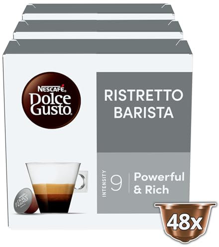 NESCAFÉ Dolce Gusto Ristretto Barista Coffee Pods - total of 48 Espresso Barista Coffee Capsules - Dark Roasted-Intensity 9 (3 Packs)