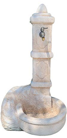 Fontana Castello mod. Aragonese in cemento bianco e polvere di marmo, colore Nocciola - Fanuli manufatti in cemento