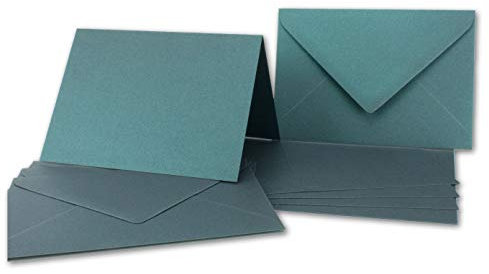 ARTOZ NORDANA 50x DIN B6 Faltkarten-Set mit DIN B6 Umschlägen - petrol glow - 300 g/m² - 12 x 16,9 cm - schimmerndes Papier zum Basteln & Drucken