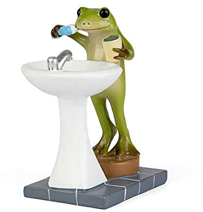 Tfro & Cile Fairy Garden Animal Statue Outdoor Miniature Brushing Teeth Frog Figurine - 3.3 Inch Height