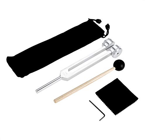 DRELD 136,1Hz Standard Stimmgabel Set Aluminium Gewichtete Stimmgabel Chakra Tuning Fork mit Silikonhammer und Tasche Reinigungtuch für DNA-Reparaturheilung Klangtherapie