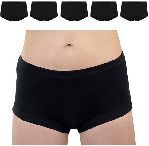 SES midjetrosa dam finribbad 5-pack 38 till 56 tillverkade av 100 % bomull, svart, 54