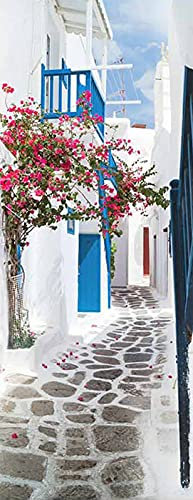 A.Monamour Türtapete Selbstklebend Türfolie Türposter 3D Traditionelles Griechisches Haus Auf Der Insel Mykonos Griechenland Vinyl Folie Türdeko Tapete Wandbild Türaufkleber Türtattoo 85 x 200 cm