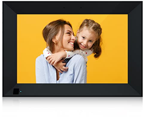 Hyjoy Digitaler Bilderrahmen 10.1 Zoll WLAN Digitale Bilderrahmen mit IPS Touch Screen HD Display, Lichtsensor, Auto-Rotate, um Fotos oder Videos überall über AiMOR App zu teilen (Schwarz)