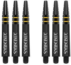 RED DRAGON Snakebite Double World Champion Schwarze Kurze Stiele (Schaft) - 2 Sätze pro Packung (6 Dart Stems in total)