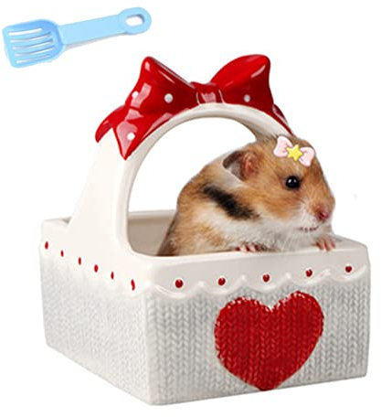 xixi-home Sandbad für syrisches Hamster, Zwerg, Hamster, Badezimmer mit Griff, großes Hamster-Sandbad mit Sandschaufel, Sandbad, Haus für Rennmäuse, Zwerg, Meerschweinchen, Ratte, Kleintier (grau)