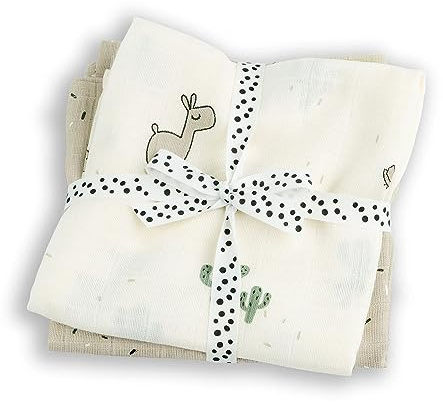 Done by Deer 3023289 Mulltücher/Swaddle 2er Set - Lama Lalee Sand (120x120 cm)