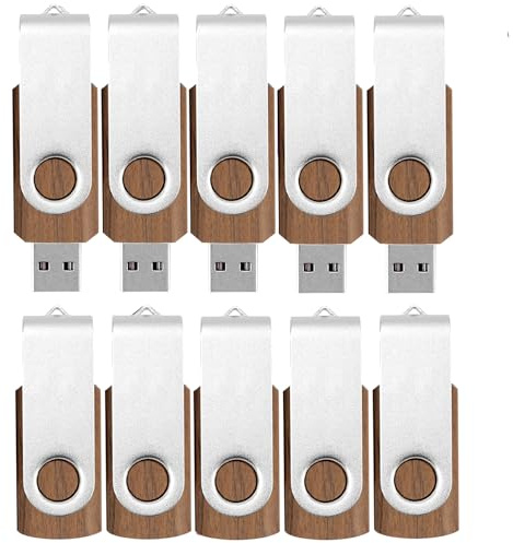 8GB USB Stick Holz 10 Stück TATMOHIK 8GB USB Speicherstick 10er Pack Wood Memory Stick USB 2.0 Metall-Schwenkclip Flash Drive Schnellen Geschwindigkeit USB-Flash-Laufwerk