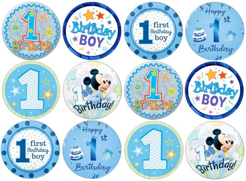 24 x 1st Birthday Baby Boy Cake topper edible wafer paper (Not Precut)
