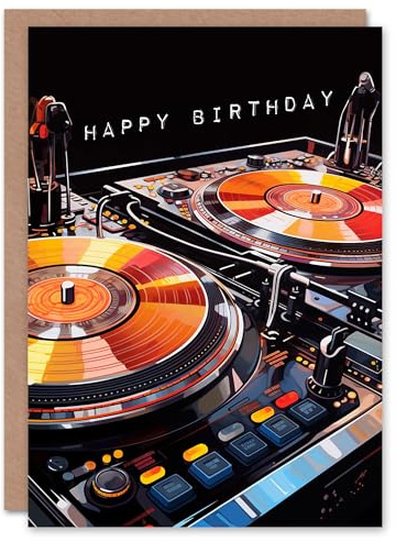 Artery8 Birthday Greeting Card Cool DJ Controller Decks Music Lover For Him Her