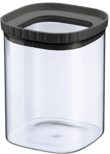 Westmark Barattolo in vetro con coperchio in silicone – Pratico barattolo con coperchio per conservare pasta, spezie, tè, dolci e altro, quadrato, impilabile – 1.080 ml