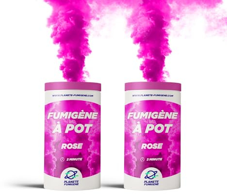 Planète Fumigène Fumigènes Pot Sol Rose 2 Minutes Lot de 2 Catégorie T1 | Fumée Rose Intense 120 Secondes, Allumage Mèche Facile, Catégorie T1 Certifié, Usage Extérieur Sol, Pot Stable