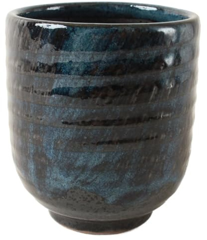Mino ware MMY002 Tasse à thé japonaise en poterie japonaise Bleu marine brossé 300 ml