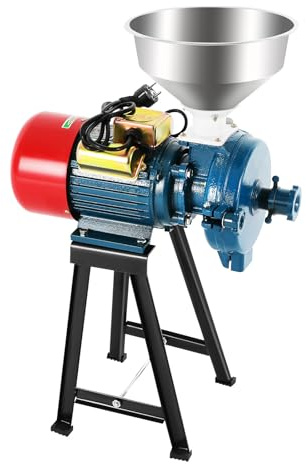 Molino eléctrico de grano de trigo para cereales de maíz forraje, molienda de grano seco y máquina de molienda con embudo de acero inoxidable