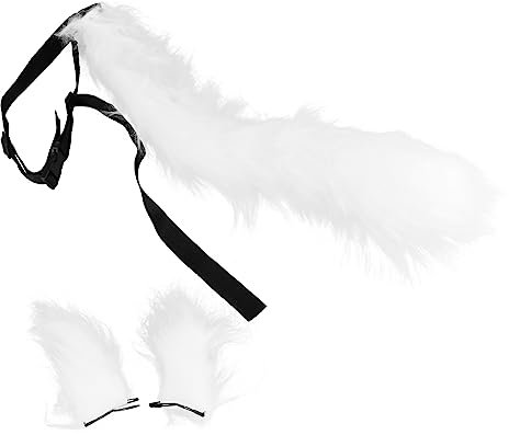 3 Sets Fuchsohren Schwanz Kunstfell Katzenohren Langer Schwanz Kostüm Kleid Zubehör Fuchsschwanz Cosplay Ornament Personalisierte Halloween Haarspangen Cosplay Kopfschmuck Stirnband Tierplüsch Weiß