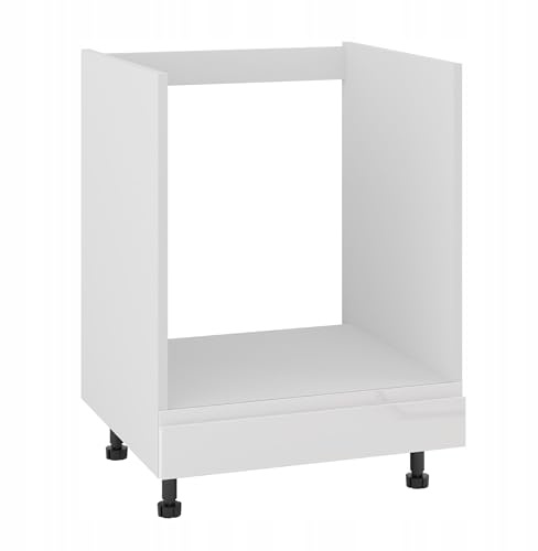 Laclar Küchenschrank für den Backofen - mit glänzender, grifflosem Acrylfront - verstellbaren Füßen - ideal für Moderne Küchen - 60x58x82 cm - Hohe Qualität - weißer Acrylglanz