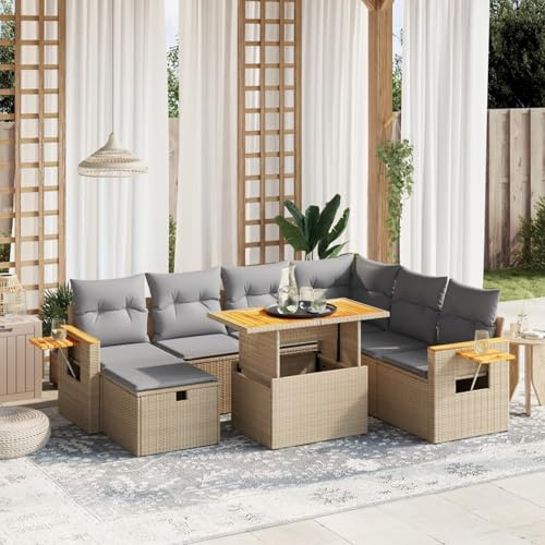 Amorsee Gartenlounge Ecklounge Verstellbare Tischplatte Lounge Möbel Outdoor Sitzgarnitur Loungemöbel Terrasse Rattan Sofa Garten Gartensofa Terrassenmöbel Gartenmöbel Set Ecksofa Gartengarnitur