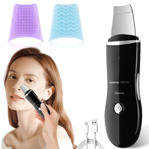 Asfrode Ultrasonic Skin Scrubber, Ultraschallpeelinggerät Skin Spatula Mitesserentferner Porenreiniger für Gesichtsreinigung Gesichtspflege