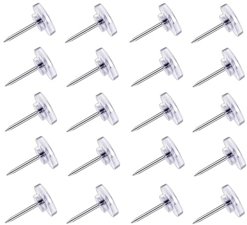 HAALII Push Pins, Clear Thumb Tacks, Flat Thumb Tacks Steel Point and Clear Plastic Head Pushpins, Transparent Thumbtacks for Cork Board Bulletin Boards for School, Office, Cork Board, 150 pcs