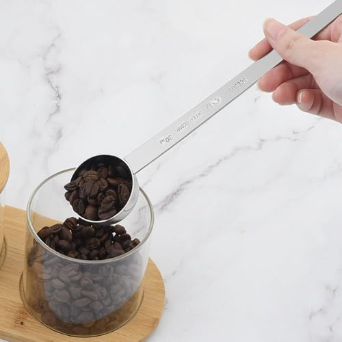 Cucchiaino da caffè in acciaio inox, cucchiaio dosatore per caffè, cucchiaio con manico lungo con scala per caffè, tè (10 ml)