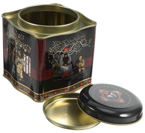 COLLBATH BoîTe En Fer Vintage OnduléE Avec Couvercle Conteneur DéCoratif En ÉTain Pour Rangement Thé Bonbons Biscuits Organisateur Multifonctionnel 4 Compartiments 4.33 X 4.13 X 4.13 Pouces