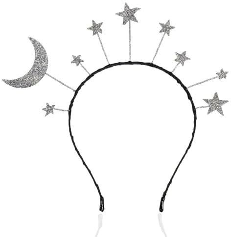 TAXTYHRE Haarreif mit Mond und Sternen, für Mädchen, Stern, geeignet für Mottopartys und Cosplay, 1 Stück, klein