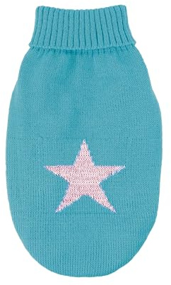 Record - Maglioncino per Cani Moonlight Sky Star. Maglione caldo con Stella sul Dorso, Dolcevita Elegante, Foro Guinzaglio e Passante Zampe Posteriori | Azzurro, M - Lunghezza dorso 40 cm