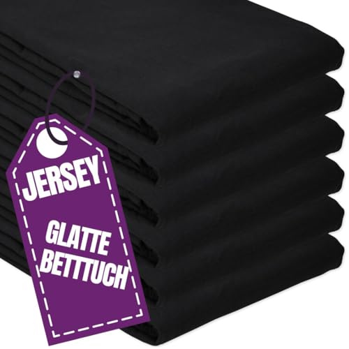 Jersey Bettlaken 70x140 cm 100% Baumwolle Schwarz ohne Gummizug | Glattes Betttuch aus 100 % Jersey-Baumwolle – Atmungsaktiv & elastisch, pflegeleicht & waschbar. Hotellaken ohne Spanngummi