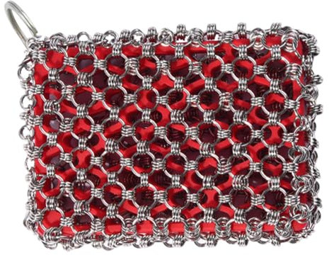 Cast Iron Cleaning Tool, Stainless Steel Chain Mail Scrubber, Kitchen Multipurpose Cast Iron Scrubber, Cast Iron Cleaning Tool, Metal Pan Scrubber for Grill Pans, Skillets, and Cookware
