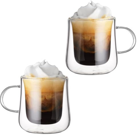 hausleben 6er Set Mundgeblasene Doppelwandige Thermogläser – Hitzebeständige Latte Macchiato & Kaffeegläser Teeglas, Espresso, Capuccino Verschieden Größen (6er Set Teebecher)