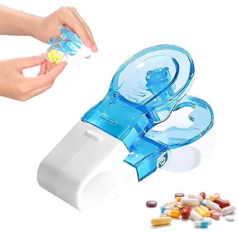 Portable Pill Taker Household Gadgets, Tragbarem Pillendose Mit Aufbewahrungsbox, Tablettenteiler für Alle Tabletten, für Zuhause Reisen Outdoor, Pillendose Klein Für Ältere Menschen (1pcs)
