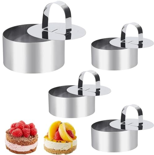 Belvanr 4 Pezzi Coppapasta Tondi con Coperchio,8cm Coppa Pasta di Acciaio,Acciaio Inossidabile Coppa Pasta Tondo,per Dessert Pasticceria Glassa Biscotti Panini Torte Mousse