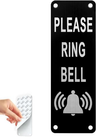 Please Ring The Bell Sign With Metal Aluminum Plate, Black Ring Doorbell Sticker 50 * 150mm, Door Signs Personalized, Easy Mounting On Door Or Wall Plaque