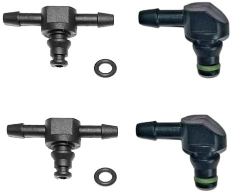 GIONAR 4Pcs Common Rail Diesel Injector Leak Off Pipe Return Connectors, Durable Fuel System Connections for Diesel Injectors, 2 T's & 2 L Connector