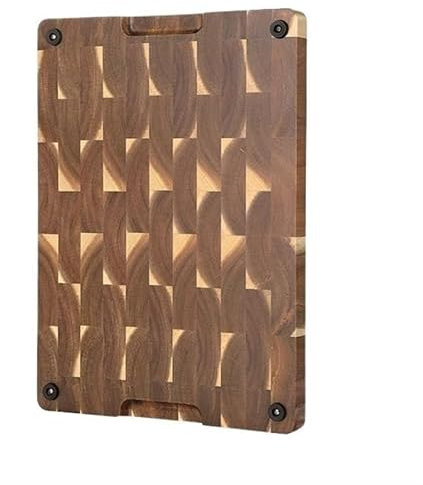 LaYiQimn Schneidebrett 40 * 28,5 * 2,5 cm Akazienholz-Endkorn-Schneidebretter Holz-Hackblock Fleischschneideholz Dickes Brett
