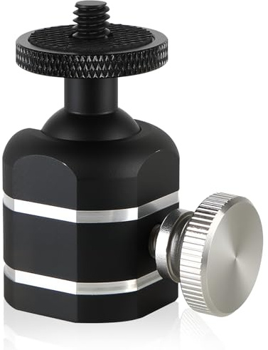Acuxiaza Mini Ball Head, 1/4 Swivel Mini Ball Head Screw Tripod Mount | 360° Rotatable Tripod Ball Head Adapter for Trail Camera, Monitor, DSLR Cameras, Light Stand, Cell Phone, Projector