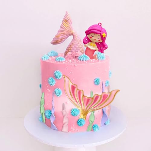 Rosa Meerjungfrau Kuchen TopperUnter dem Meer Kuchen Dekoration Muschel Kuchen Topper Meerjungfrau Party Supplies für Baby Dusche Geburtstag Braut Dusche Hochzeit Party