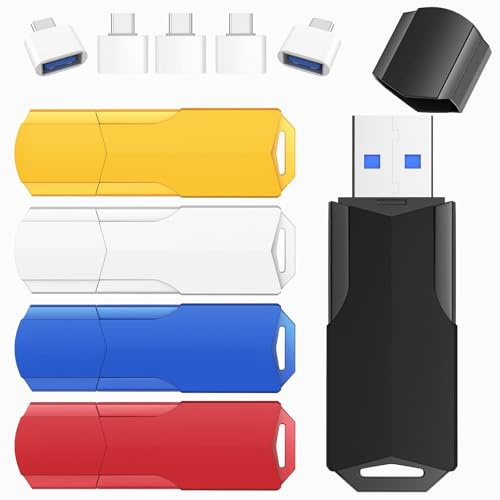 Wooolken Lot de 5 Clés USB 3.0 64 Go,Wooolken avec Adaptateurs USB-C et Lanières