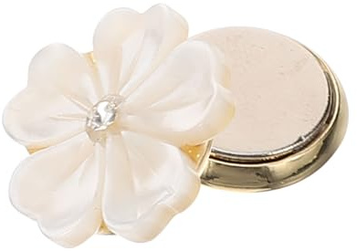 OATIPHO Broche Fleur Magnétique en Coquillage Naturel, Blanche | Pince Aimantée Sans Épingle, 1,5 cm, Bijou Décoratif pour Robe, Châle, Foulard, Chemise et Cardigan