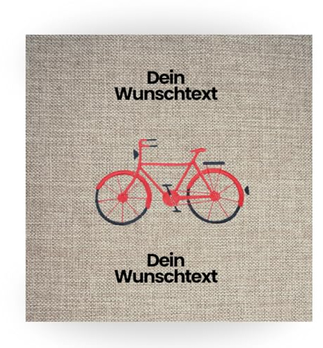 FLOCKex* personalisiertes Outdoorkissen | Handgemachtes, Besticktes Sitzpolster mit Wunschtext und Wunschmotiv | wasserabweisend & warm (40x40 cm) Schutz vor Nässe und Kälte | Motiv Herrenfahrrad Rot