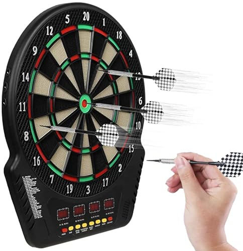 Elektronische Dartscheibe E-Dart Dardboard mit 6 Darts und 27 Spiele mit 243 Spieloptionen Profi Elektronik Dartspiel DB275