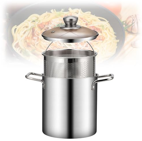 Pentola per asparagi, pentola per Pasta in Acciaio Inossidabile, con cestello Rimovibile, pentola per Cottura a Vapore di Verdure, cuoci-Pasta per f