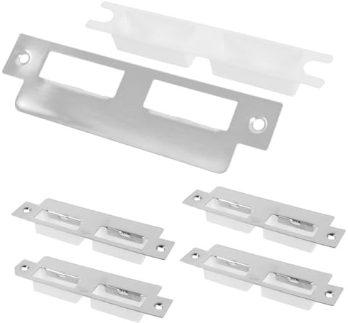 FUTUREORYY 5 pièces Plaques de Gâche pour Porte Intérieure Dispositifs de Sécurité pour Serrure à Pêne Dormant Compatibles avec Portes Installation Facile Acier Robuste pour Protection