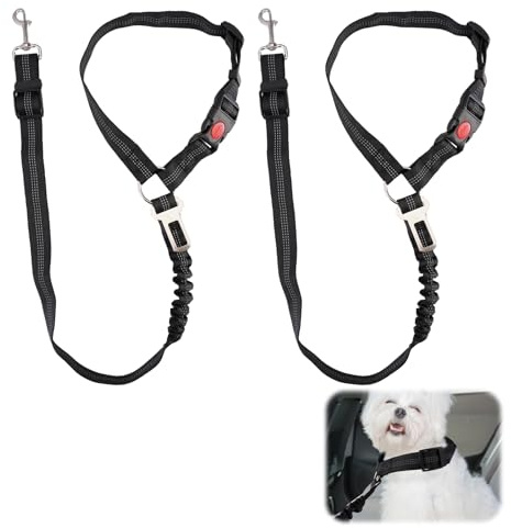 2 stycken hundsele för bil, längd justerbar hund spännbälte hundbälte för bil säkerhetssele justerbar